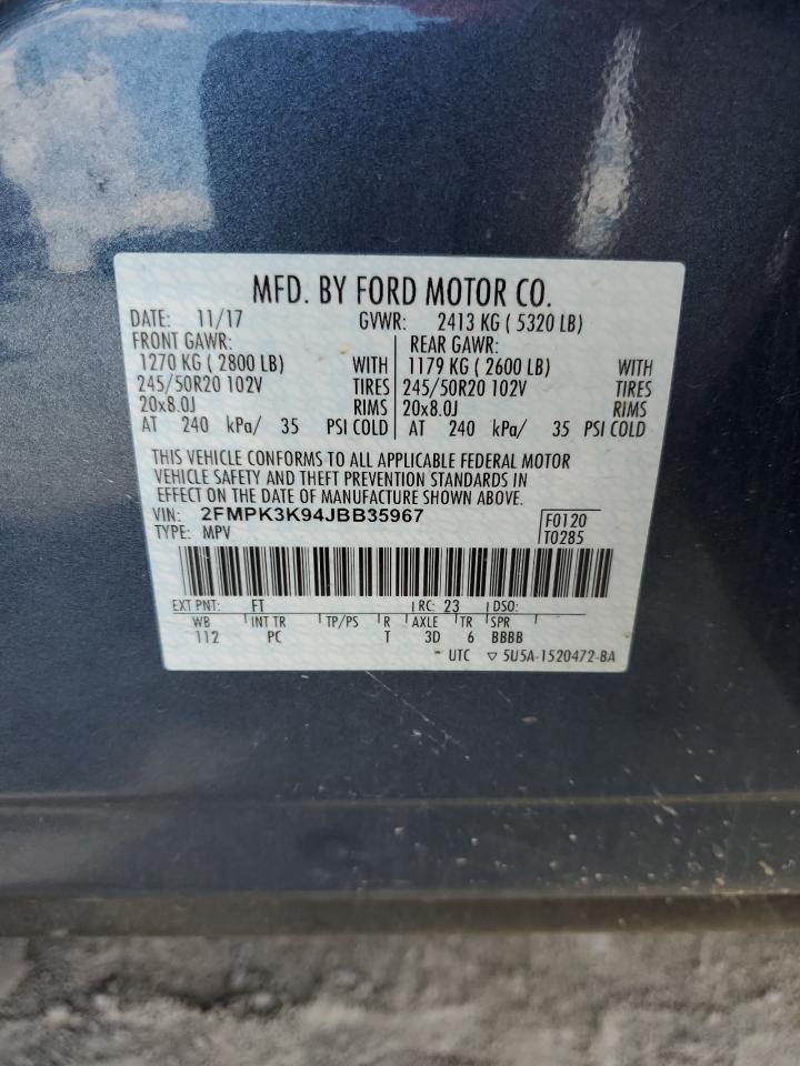 2FMPK3K94JBB35967 2018 Ford Edge Titanium