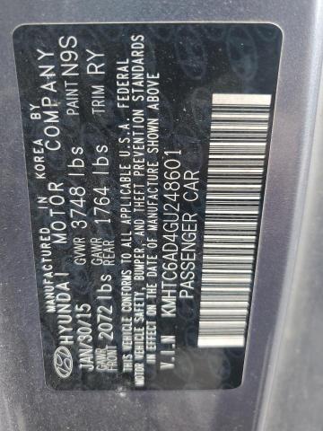 2016 HYUNDAI VELOSTER - KMHTC6AD4GU248601