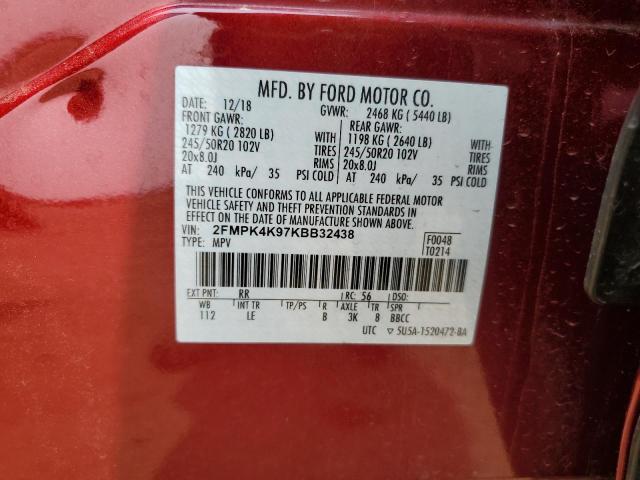 2019 FORD EDGE TITAN - 2FMPK4K97KBB32438