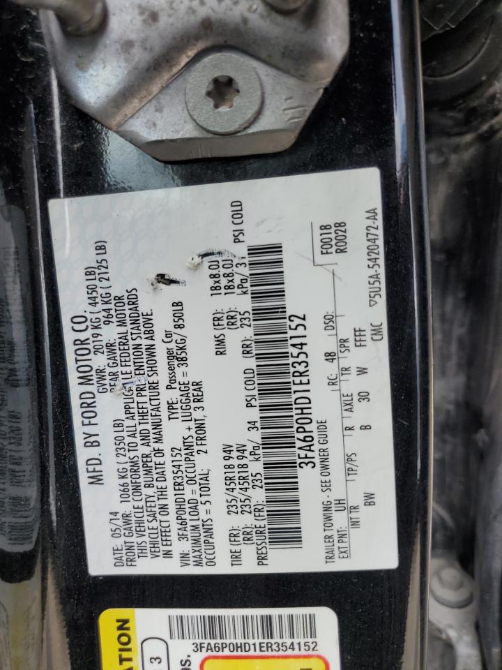 3FA6P0HD1ER354152 2014 Ford Fusion Se