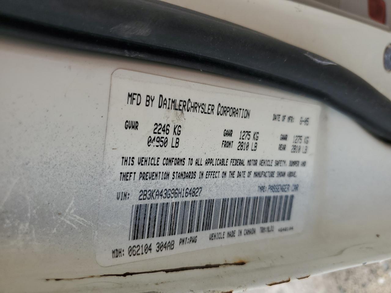 2B3KA43G96H164827 2006 Dodge Charger Se