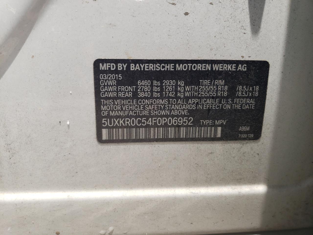 5UXKR0C54F0P06952 2015 BMW X5 xDrive35I