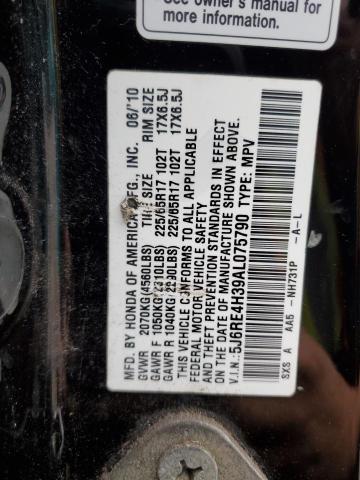 2010 Honda Cr-V Lx VIN: 5J6RE4H39AL075790 Lot: 61507034