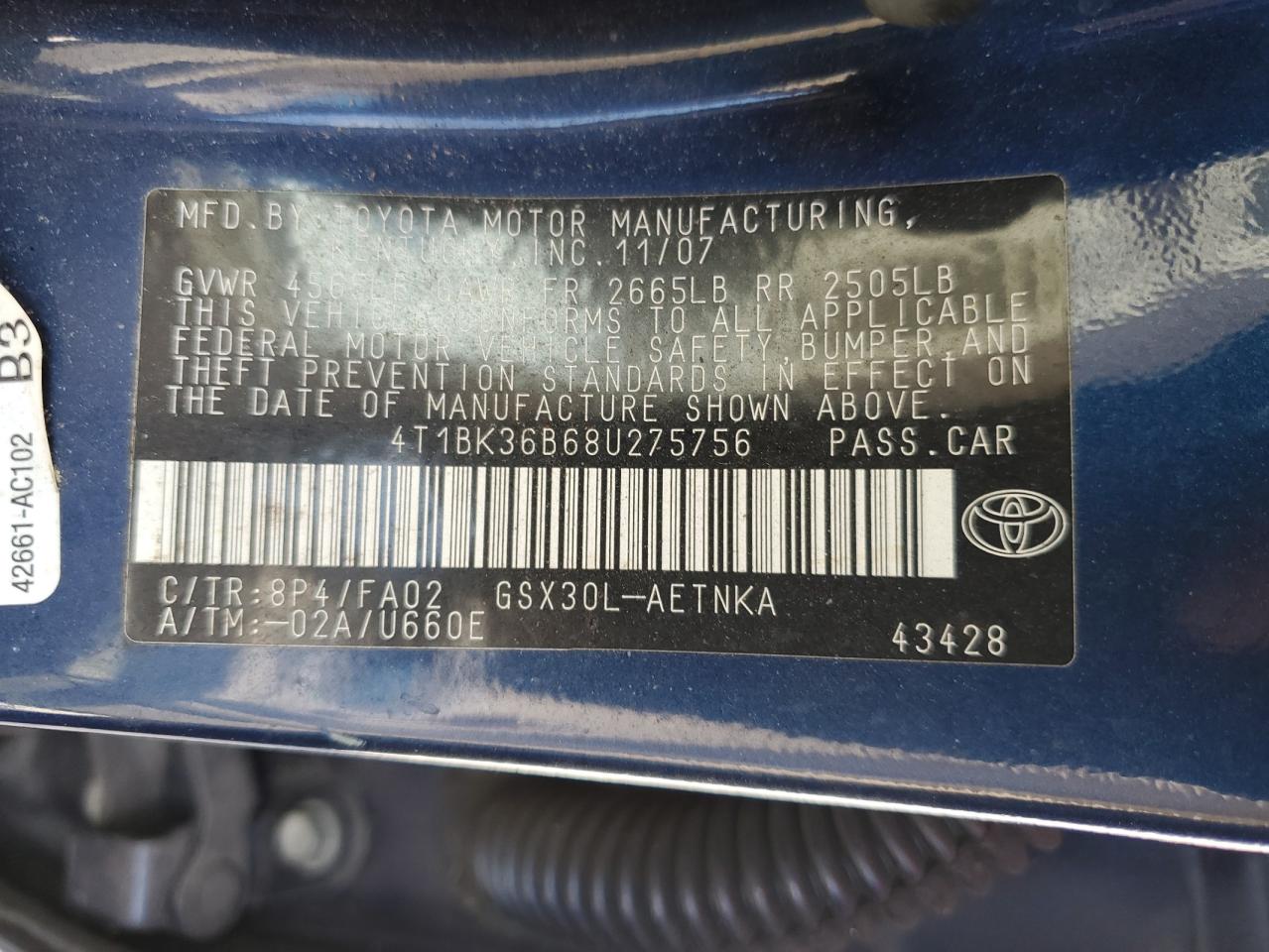 4T1BK36B68U275756 2008 Toyota Avalon Xl