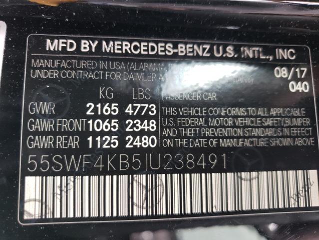 2018 Mercedes-Benz C 300 4Matic VIN: 55SWF4KB5JU238491 Lot: 61050114