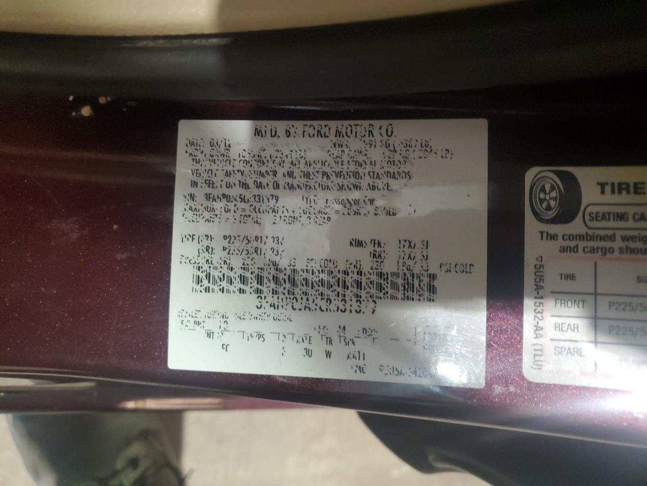 3FAHP0JA5CR331379 2012 Ford Fusion Sel