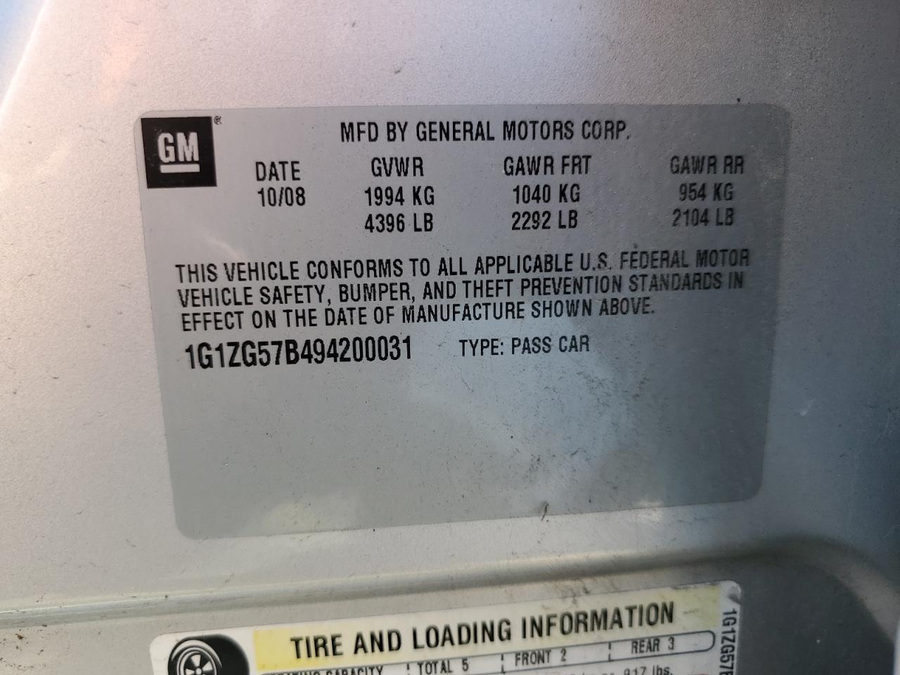 1G1ZG57B494200031 2009 Chevrolet Malibu Ls