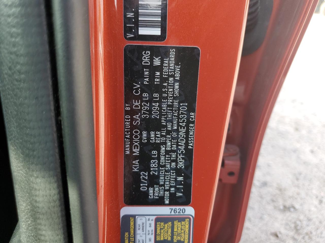 3KPF54AD9NE453701 2022 Kia Forte Gt Line