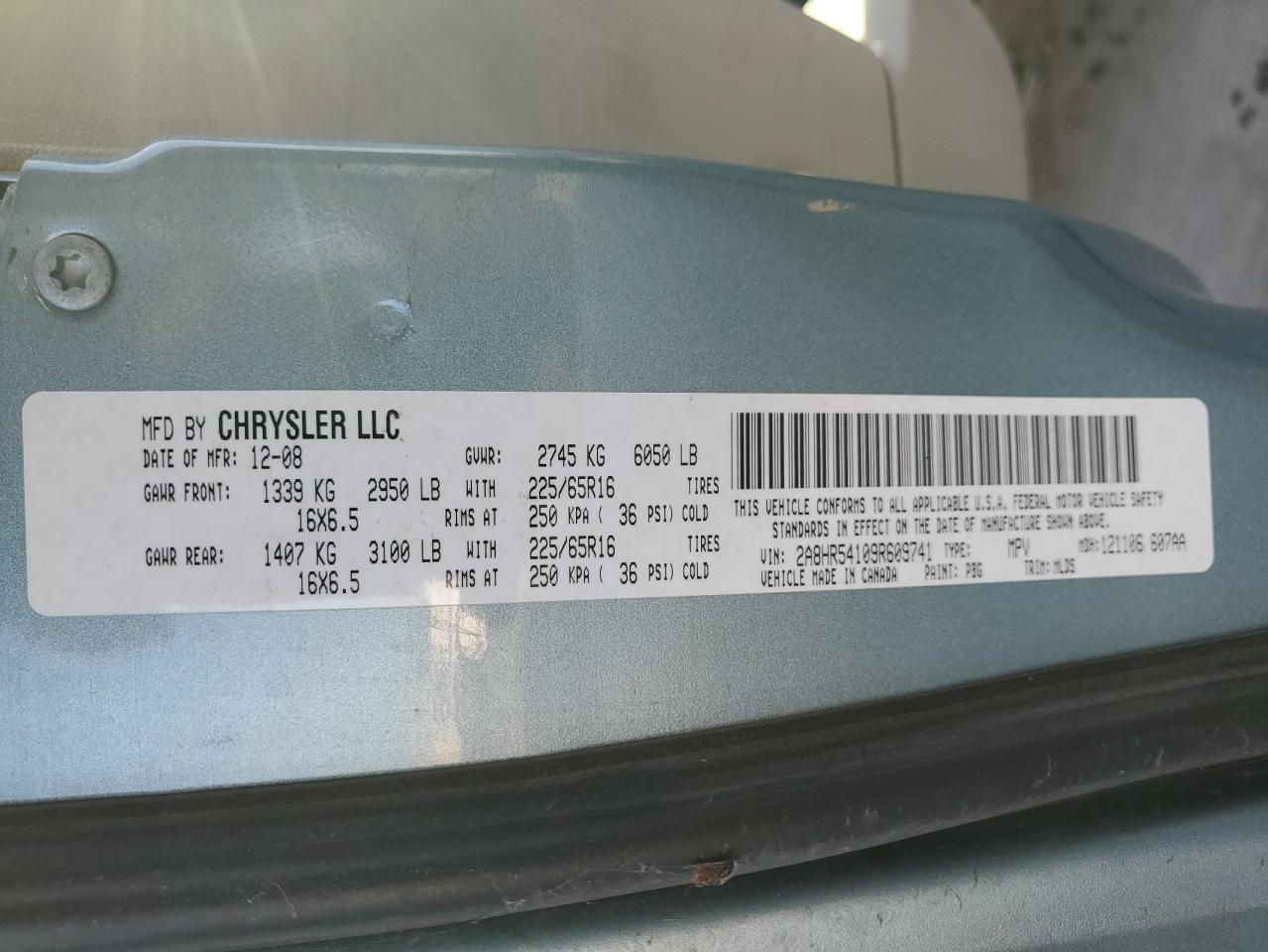 2A8HR54109R609741 2009 Chrysler Town & Country Touring