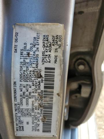 2002 Toyota 4Runner Limited VIN: JT3HN87R829075068 Lot: 61606074