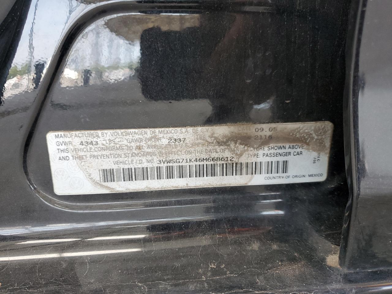 3VWSG71K46M668612 2006 Volkswagen Jetta 2.5 Option Package 1