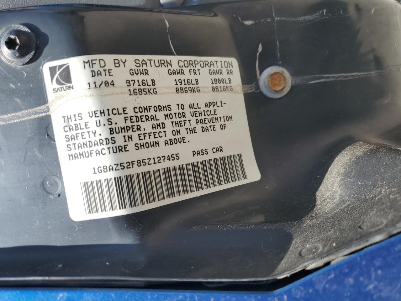 1G8AZ52F85Z127455 2005 Saturn Ion Level 2