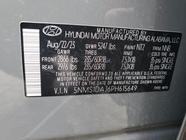 VIN 5NMS1DAJ6PH615649 2023 Hyundai Santa Fe, SE no.13