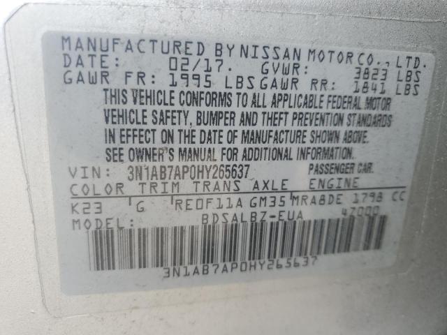 2017 Nissan Sentra S VIN: 3N1AB7AP0HY265637 Lot: 61430124