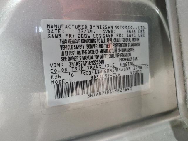 VIN 3N1AB7AP1EY225840 2014 Nissan Sentra, S no.13