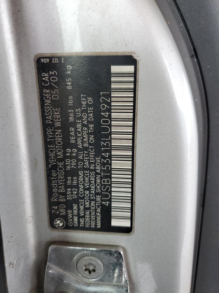 4USBT53413LU04921 2003 BMW Z4 3.0