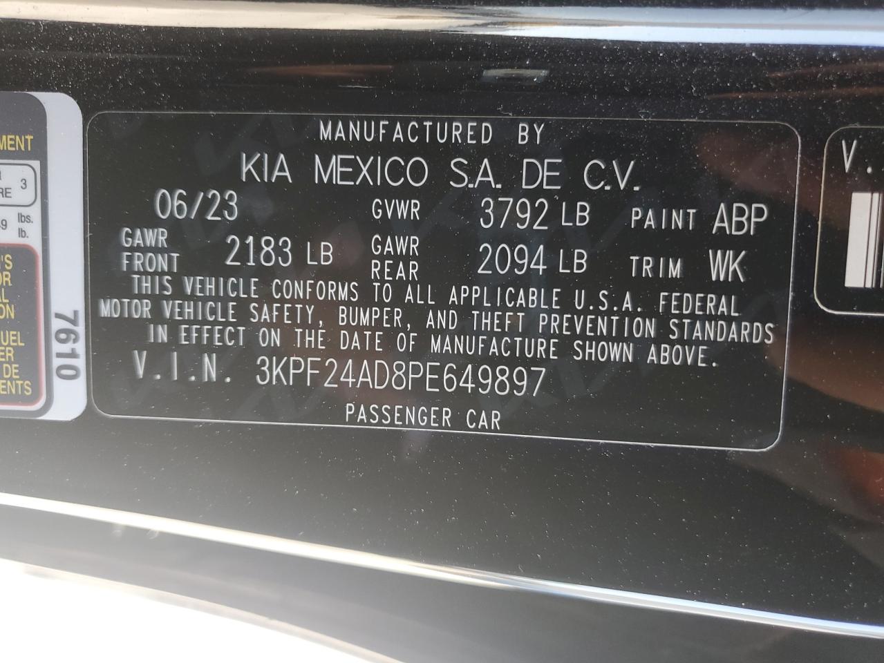 3KPF24AD8PE649897 2023 Kia Forte Lx