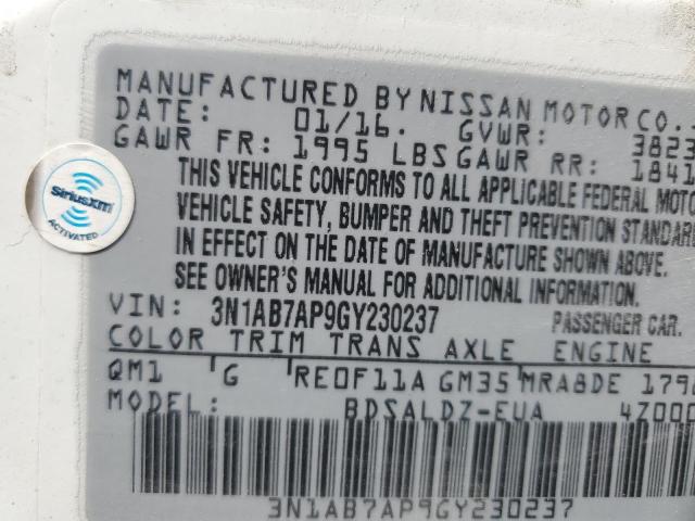 2016 NISSAN SENTRA S - 3N1AB7AP9GY230237