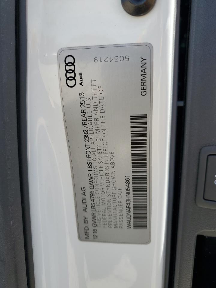 WAUDNAF43HN054861 2017 Audi A4 Premium