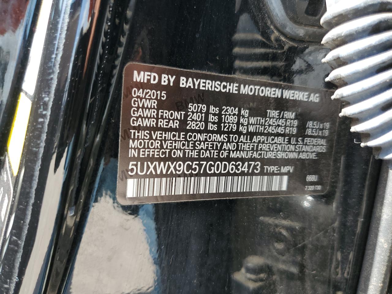 5UXWX9C57G0D63473 2016 BMW X3 xDrive28I