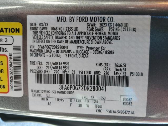 VIN 3FA6P0G72DR280041 2013 Ford Fusion, S no.12