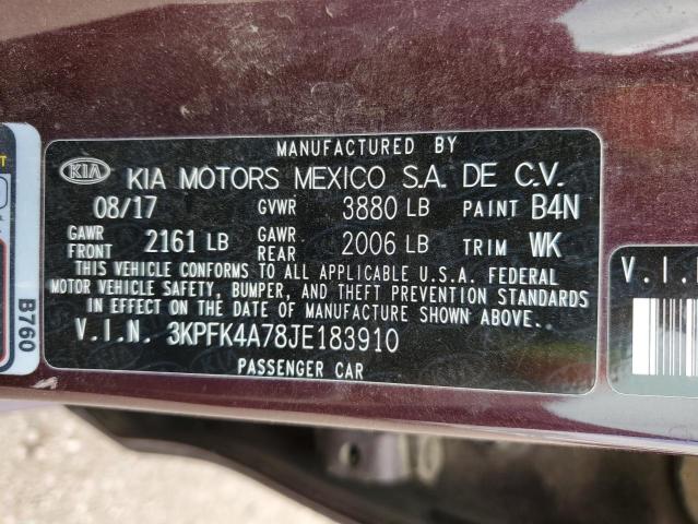 VIN 3KPFK4A78JE183910 2018 KIA Forte, LX no.12