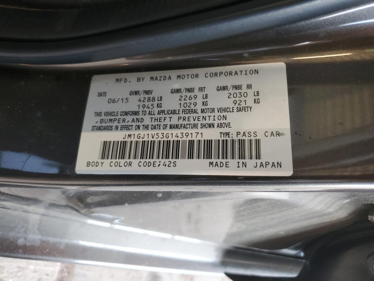 JM1GJ1V53G1439171 2016 Mazda 6 Touring