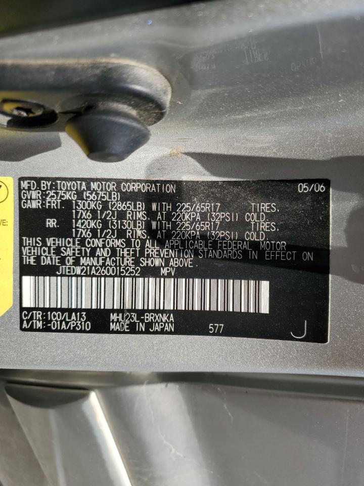 JTEDW21A260015252 2006 Toyota Highlander Hybrid