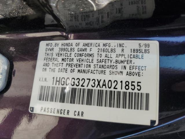1999 Honda Accord Ex VIN: 1HGCG3273XA021855 Lot: 61467094