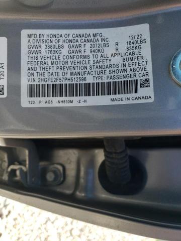 2023 HONDA CIVIC SPOR - 2HGFE2F57PH512596