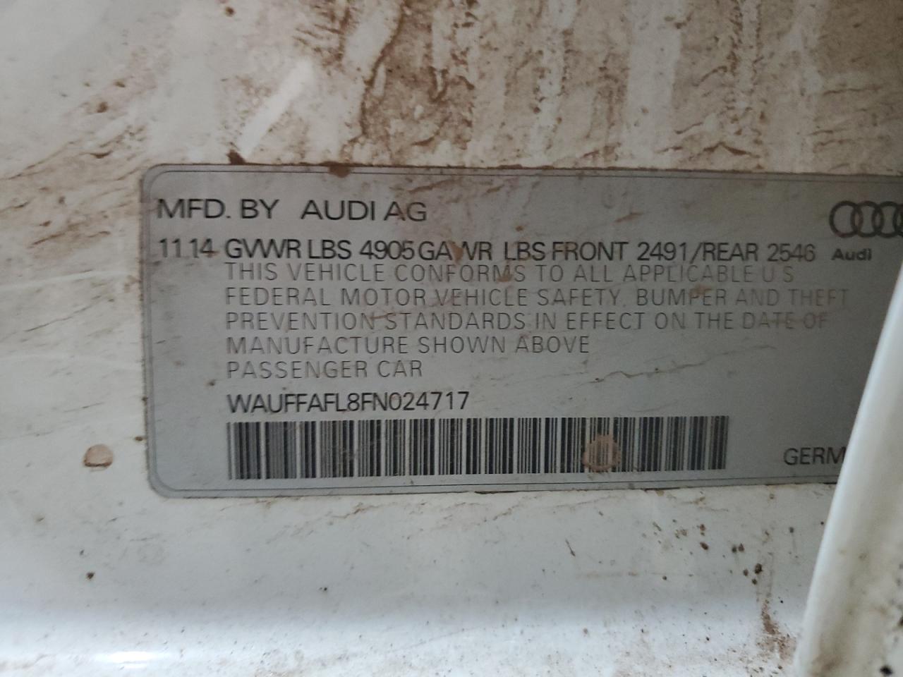 WAUFFAFL8FN024717 2015 Audi A4 Premium Plus