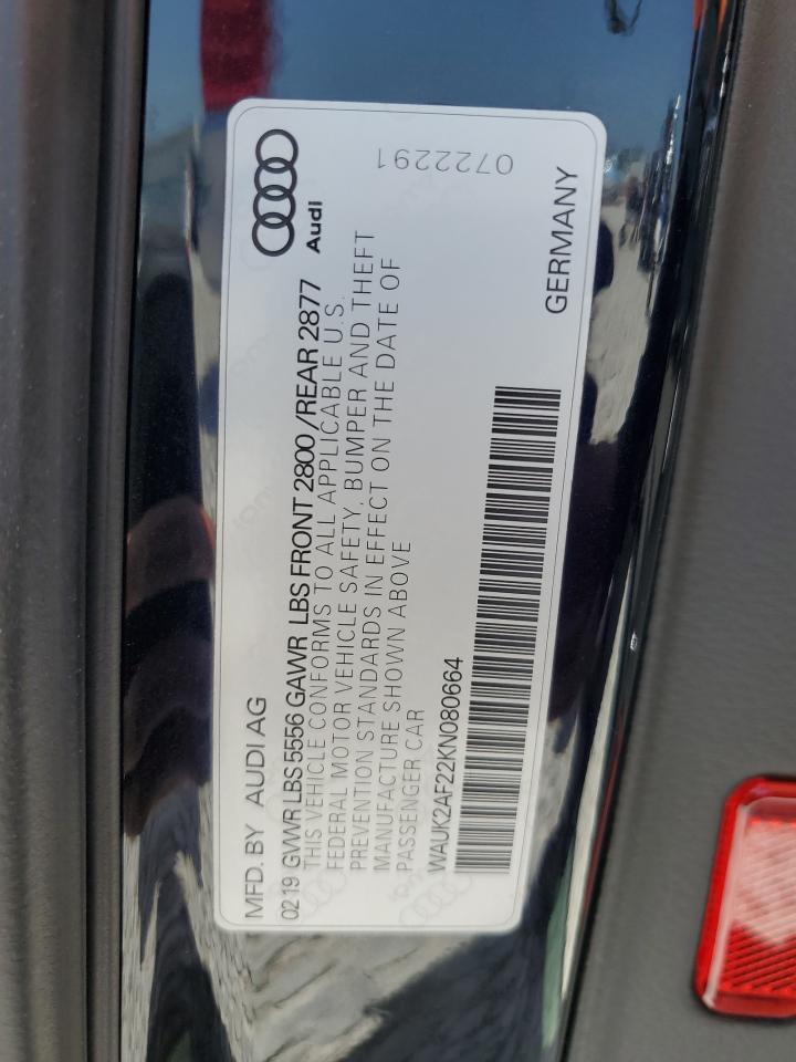 WAUK2AF22KN080664 2019 Audi A6 Premium