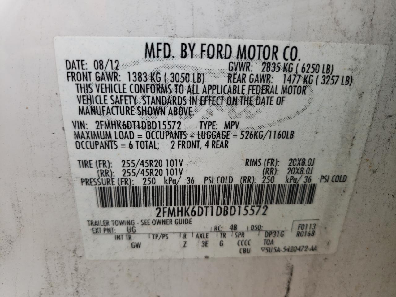 2FMHK6DT1DBD15572 2013 Ford Flex Limited