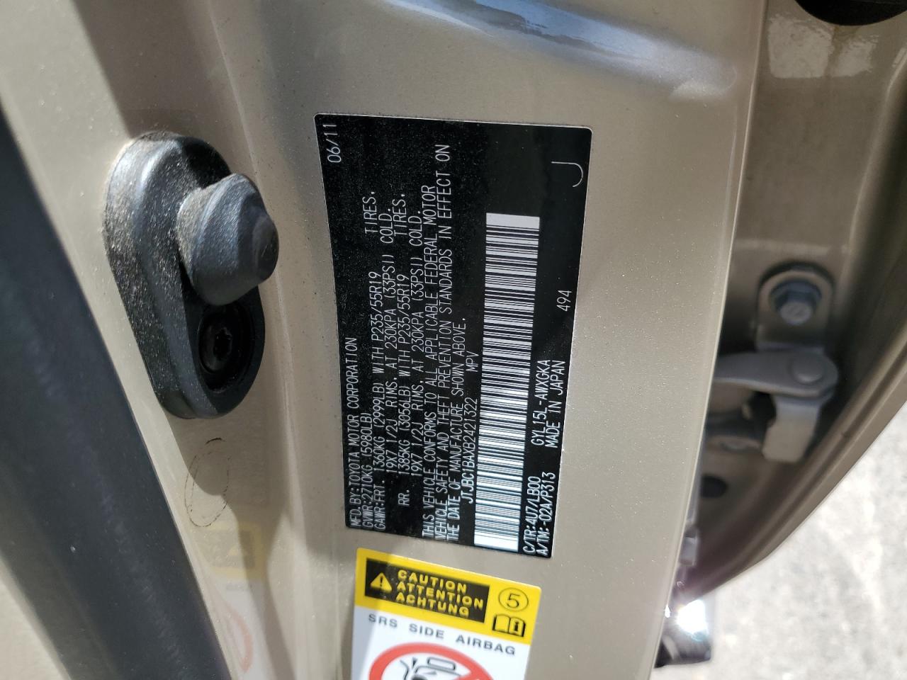 JTJBC1BAXB2421322 2011 Lexus Rx 450