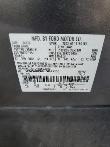 2018 FORD EXPLORER L - 1FM5K8F86JGB43230