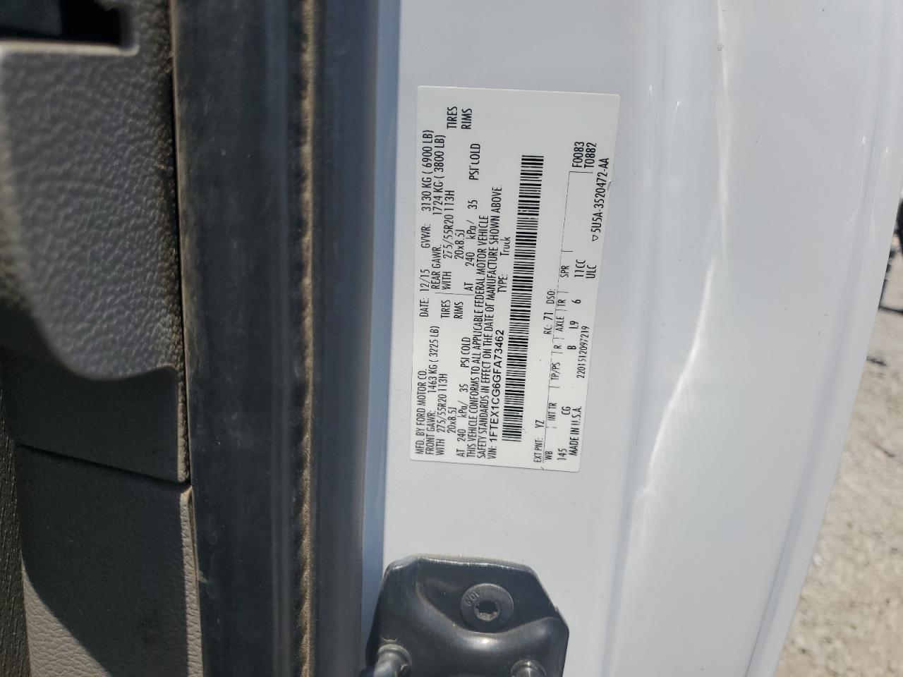 1FTEX1CG6GFA73462 2016 Ford F150 Super Cab