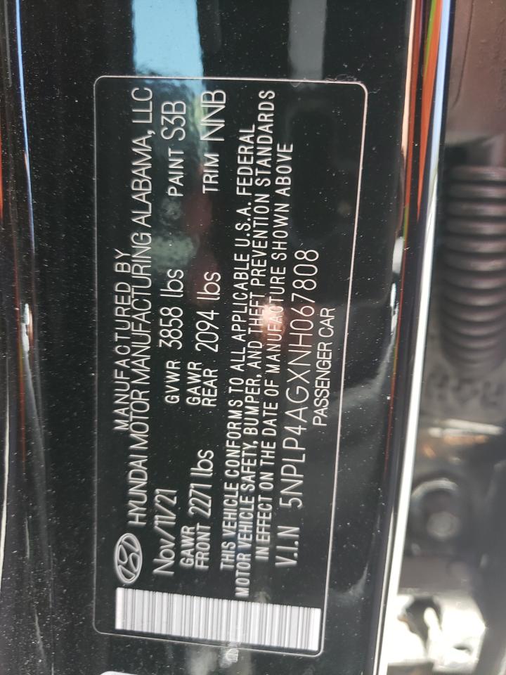 5NPLP4AGXNH067808 2022 Hyundai Elantra Limited