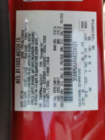 2010 Ford Fusion Se VIN: 3FAHP0HA9AR324521 Lot: 62223314