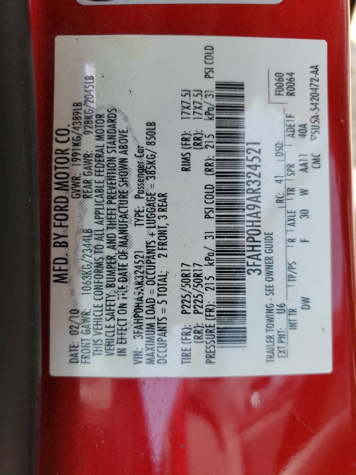 3FAHP0HA9AR324521 2010 Ford Fusion Se