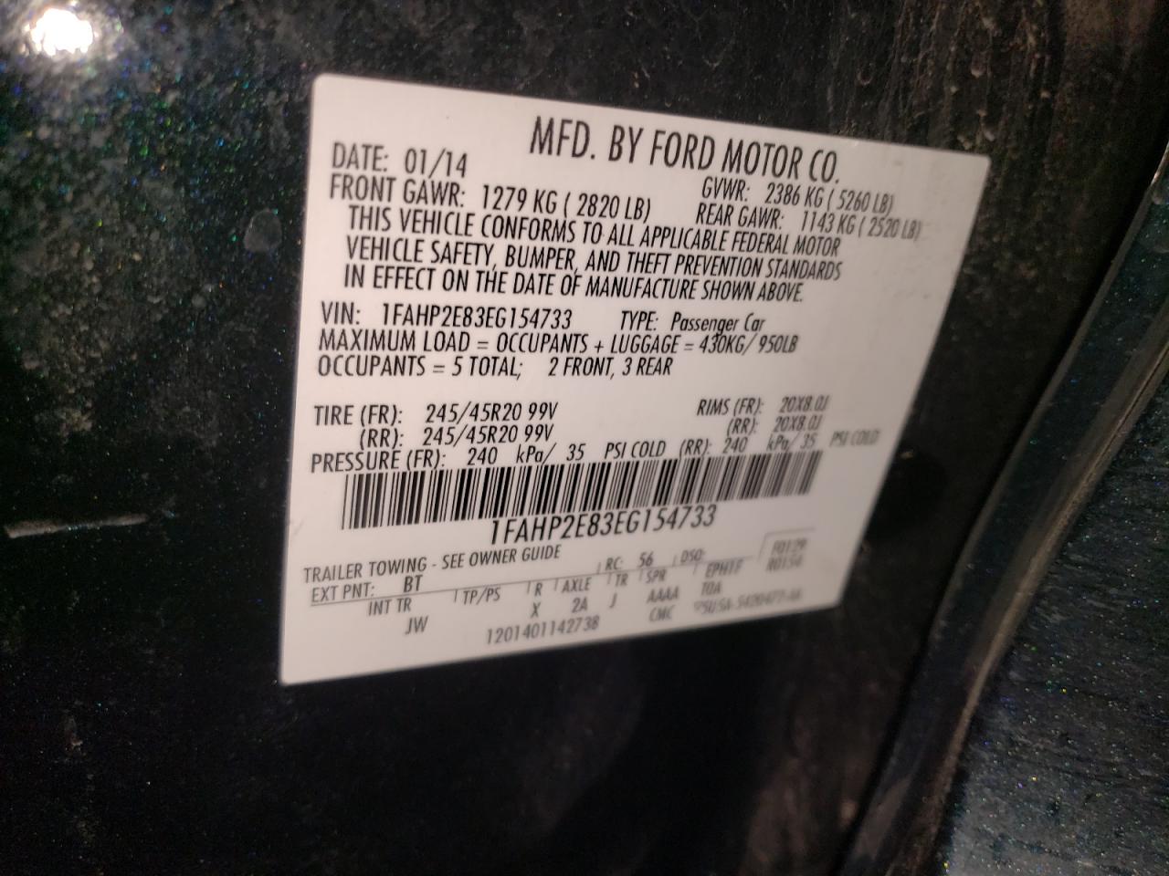 1FAHP2E83EG154733 2014 Ford Taurus Sel