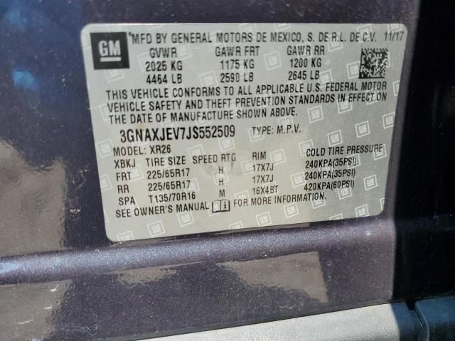 2018 CHEVROLET EQUINOX LT - 3GNAXJEV7JS552509