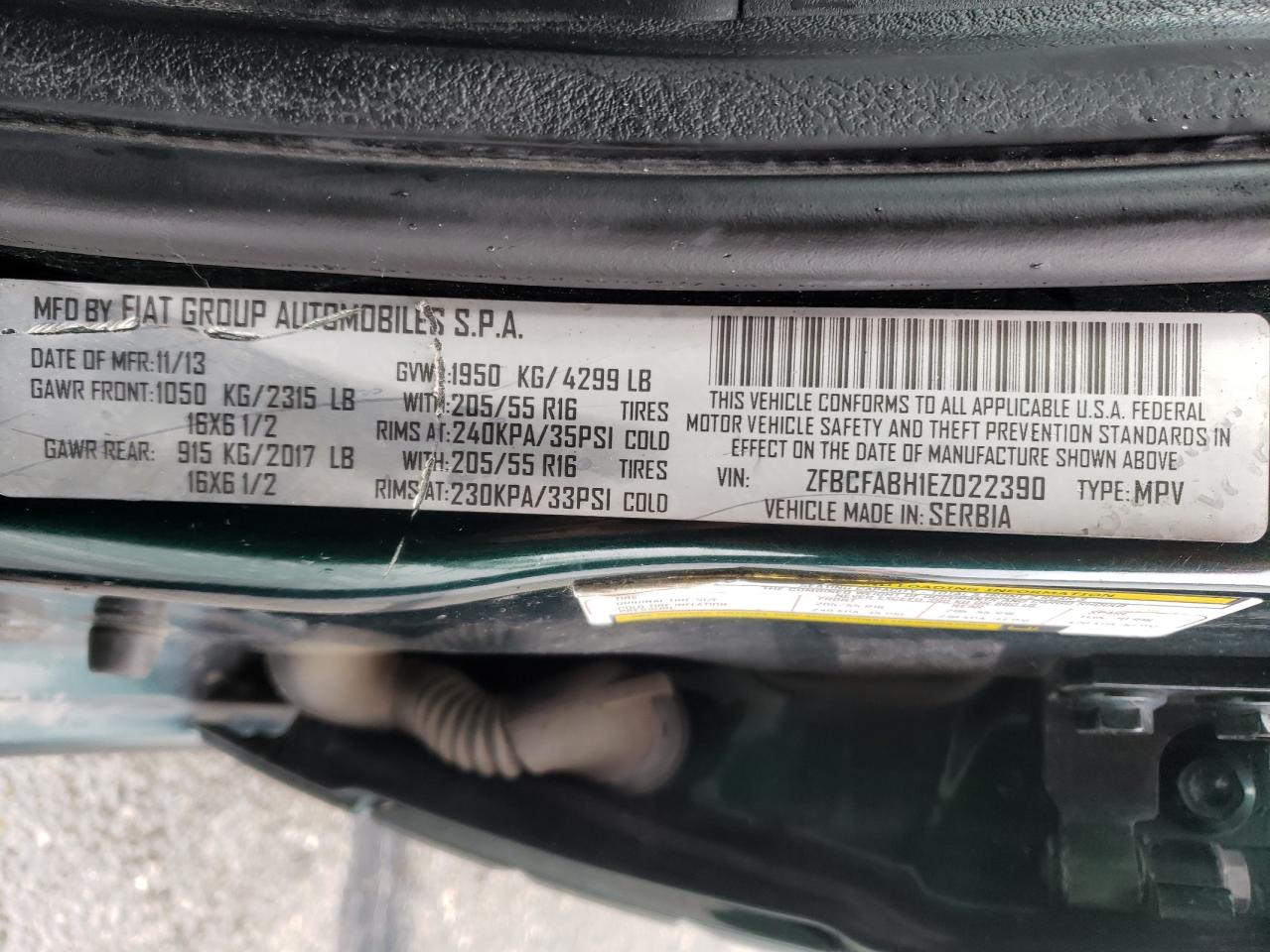 ZFBCFABH1EZ022390 2014 Fiat 500L Easy