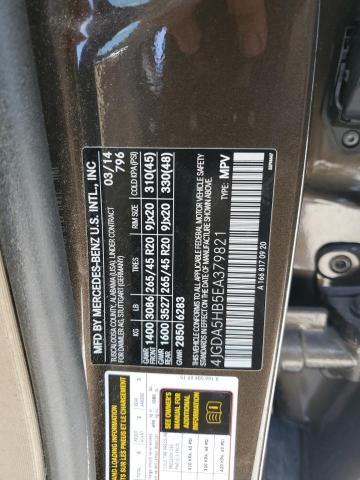 2014 Mercedes-Benz Ml 350 4Matic VIN: 4JGDA5HB5EA379821 Lot: 60670774