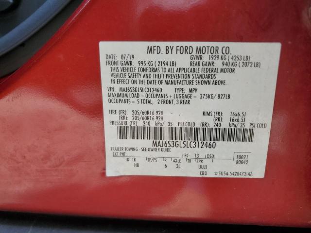 2020 Ford Ecosport Se VIN: MAJ6S3GL5LC312460 Lot: 61830244
