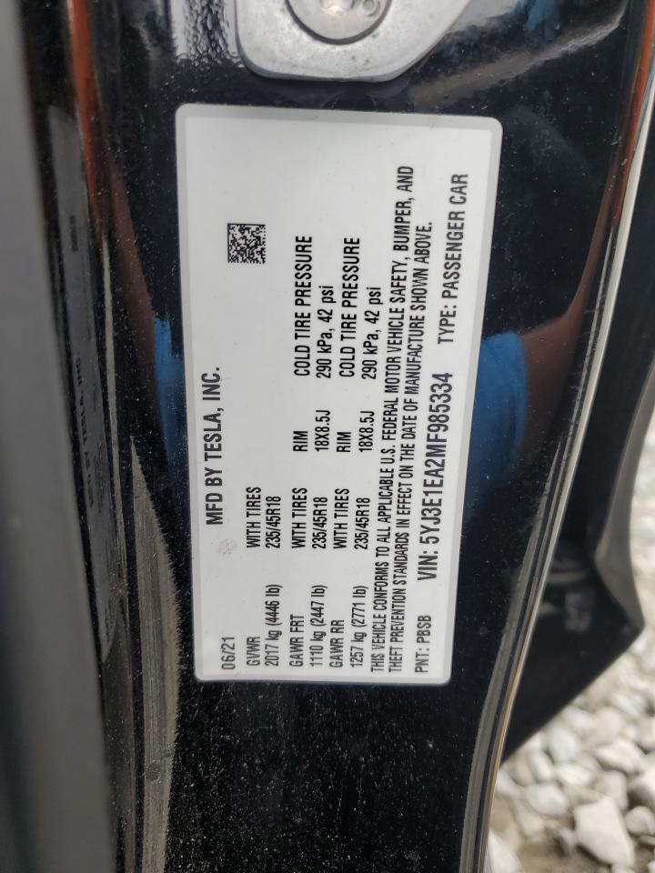 5YJ3E1EA2MF985334 2021 Tesla Model 3