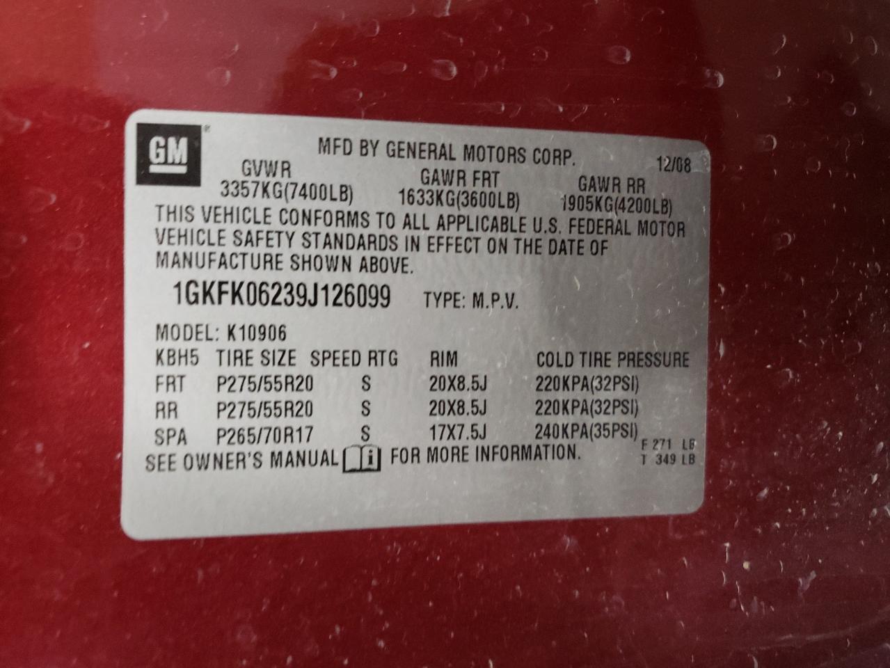 1GKFK06239J126099 2009 GMC Yukon Xl Denali