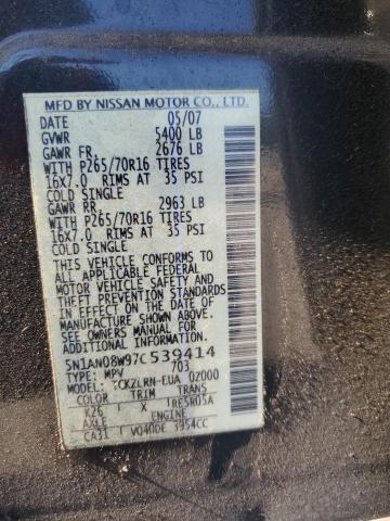 2007 Nissan Xterra Off Road VIN: 5N1AN08W97C539414 Lot: 62437324