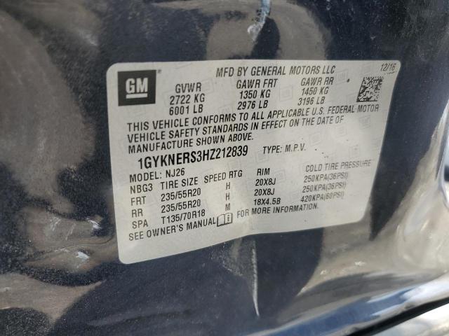 2017 Cadillac Xt5 Premium Luxury VIN: 1GYKNERS3HZ212839 Lot: 62342244