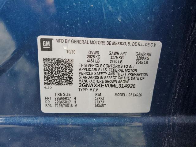 2021 CHEVROLET EQUINOX LT - 3GNAXKEV0ML314926