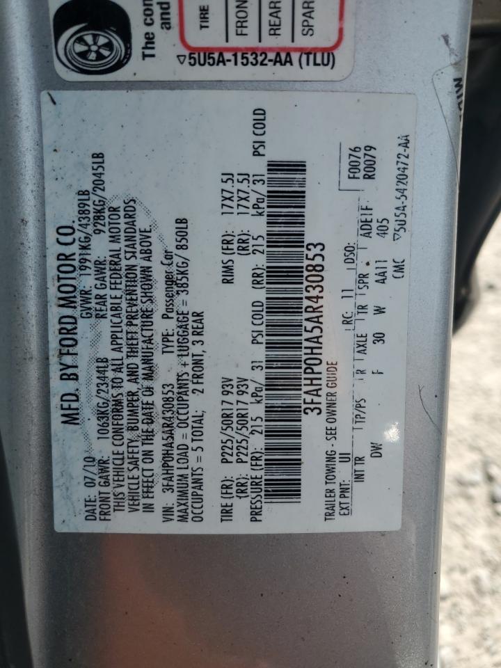3FAHP0HA5AR430853 2010 Ford Fusion Se